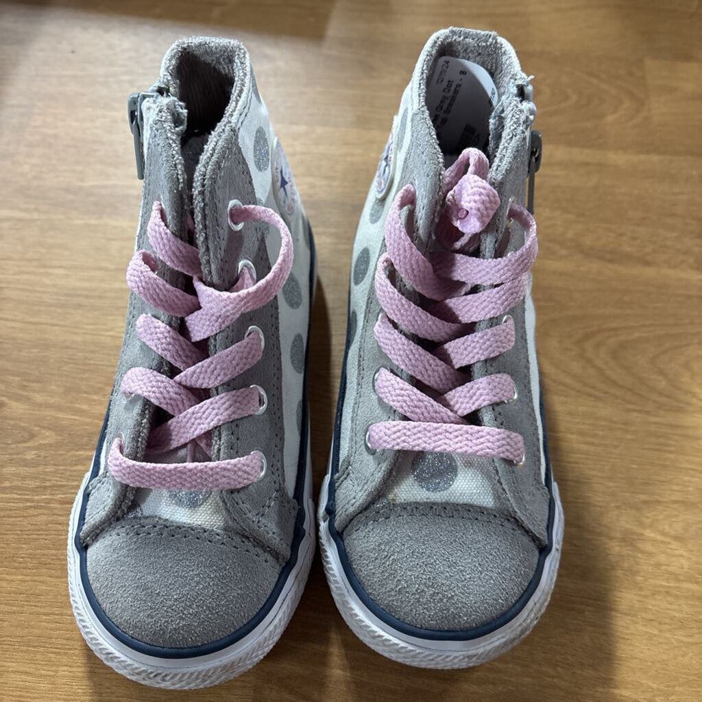 Converse Grey Dot High Top Sneakers - 8