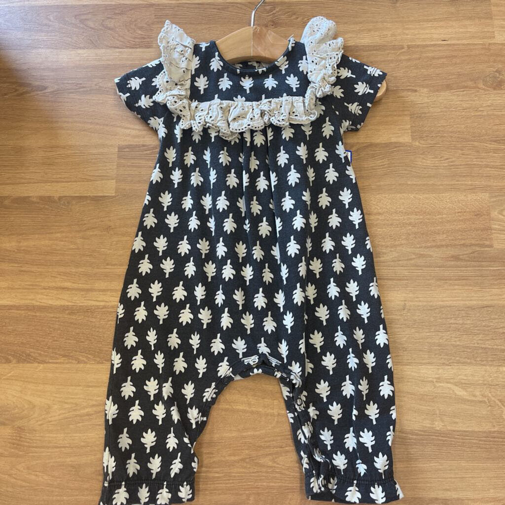 Jessica Simpson SS Leaf Romper - 3/6m