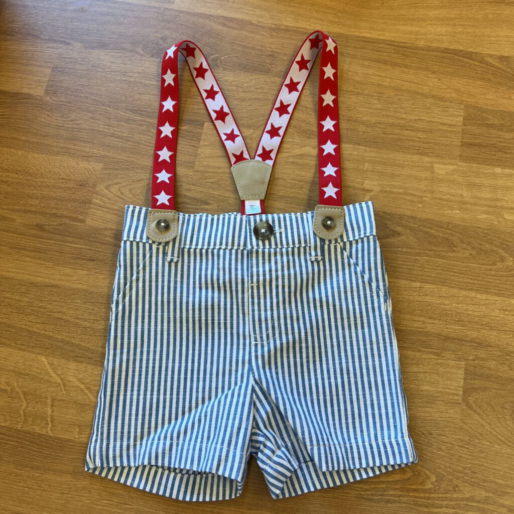 NWT Cat & Jack Star / Stripe Suspender Shorts - 6/9m