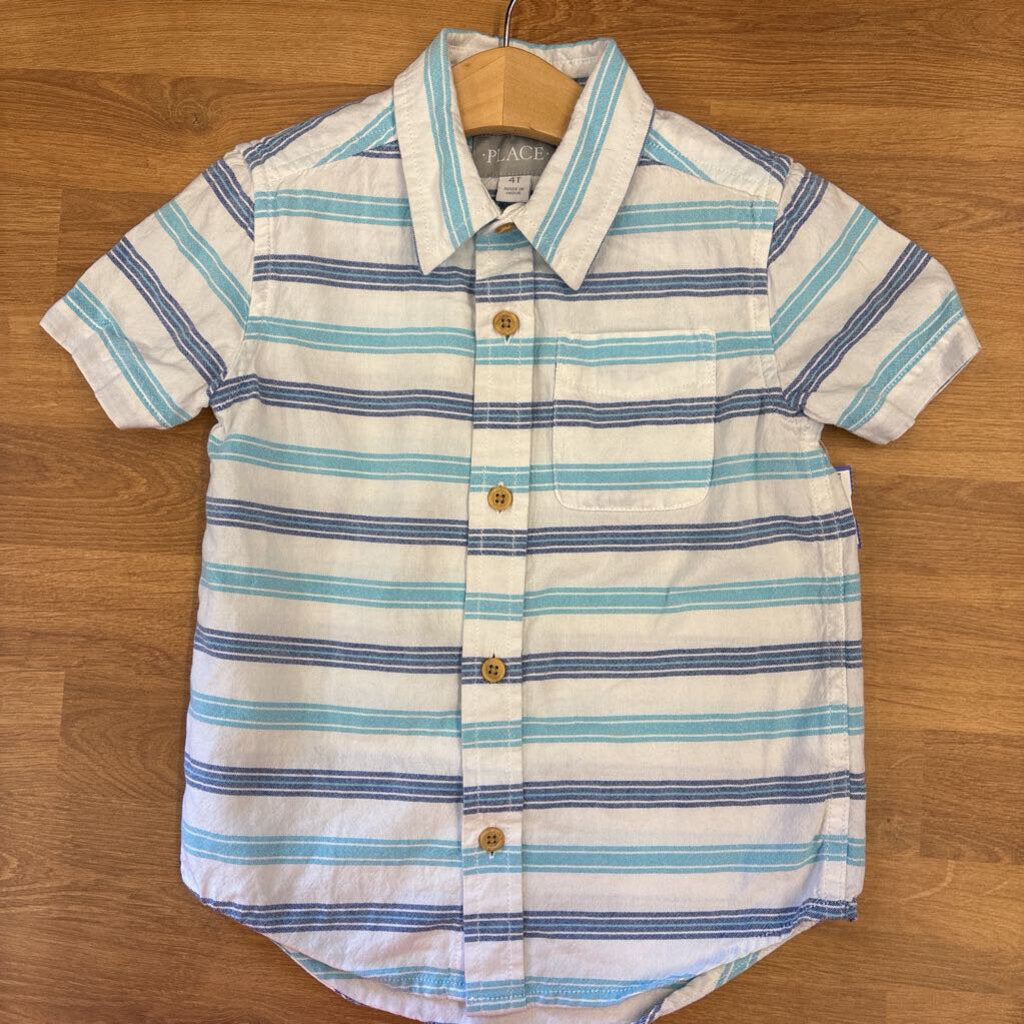 Children's Place Stripe SS Button Up - 4T