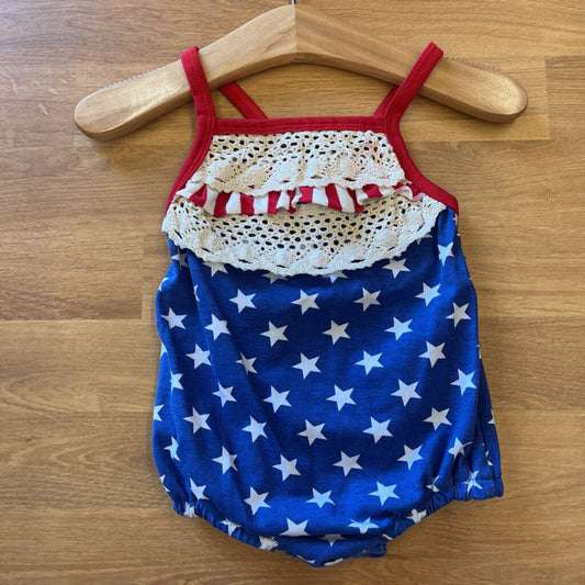 Honeydew Stars/Stripes Bubble Romper - 3m