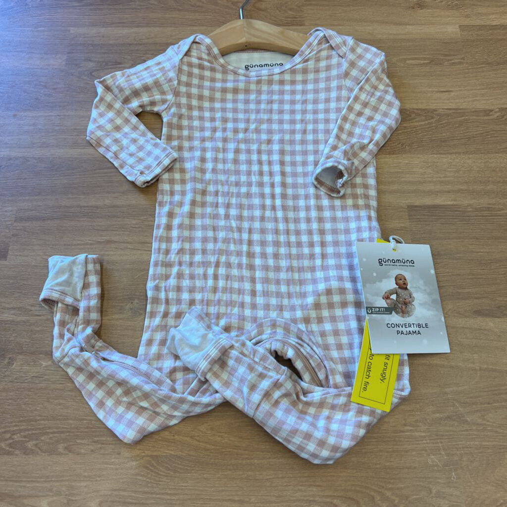 NWT Gunamuna Bamboo Check Zip Sleeper - 12/18m