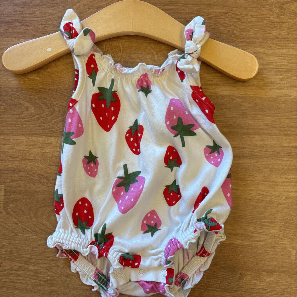 Old Navy Strawberry Bubble Tank Romper - 0/3m