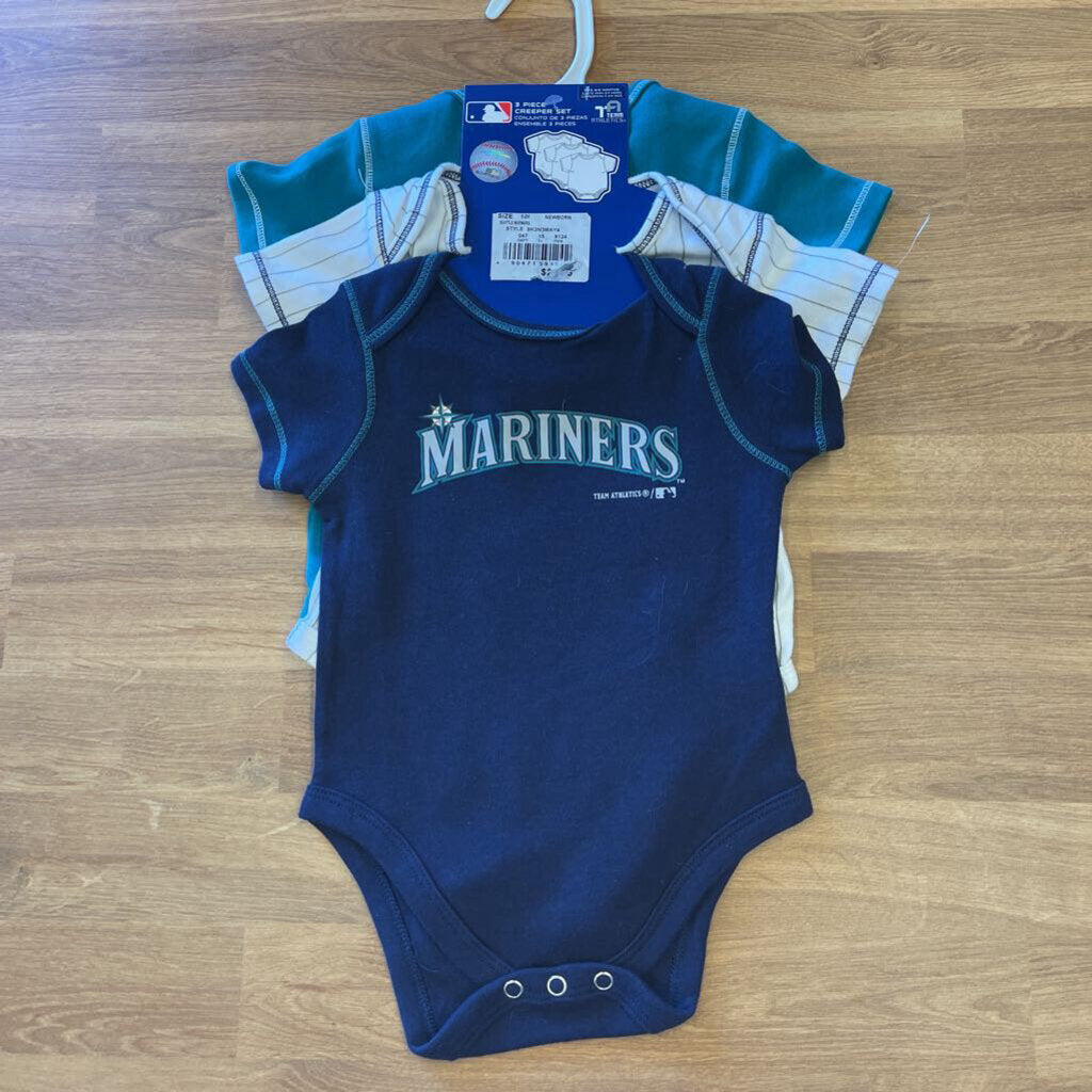 NWT MLB Mariners SS Onesie 3 Pack - 6/9m