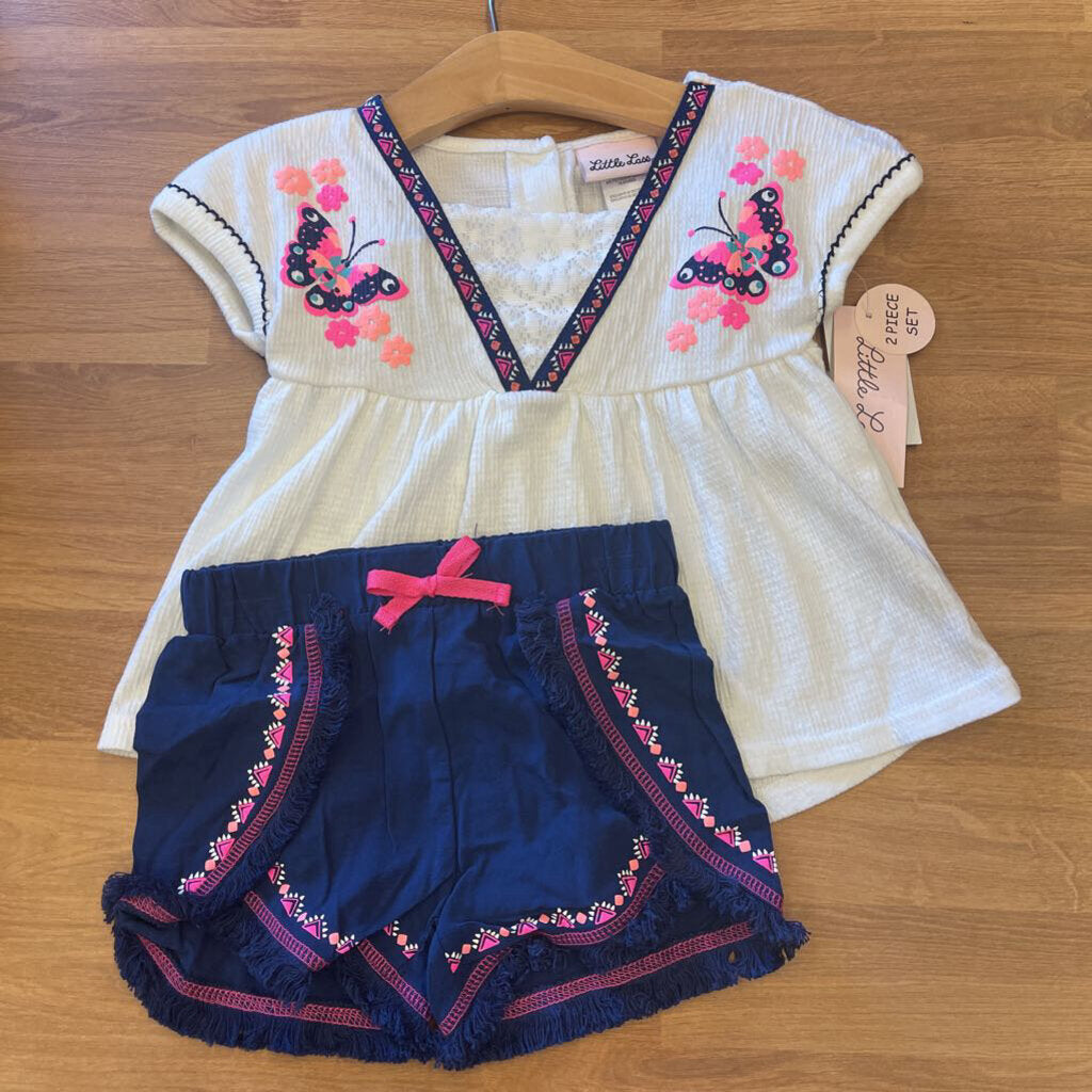 NWT Little Lass SS Butterfly 2PC Set 2T