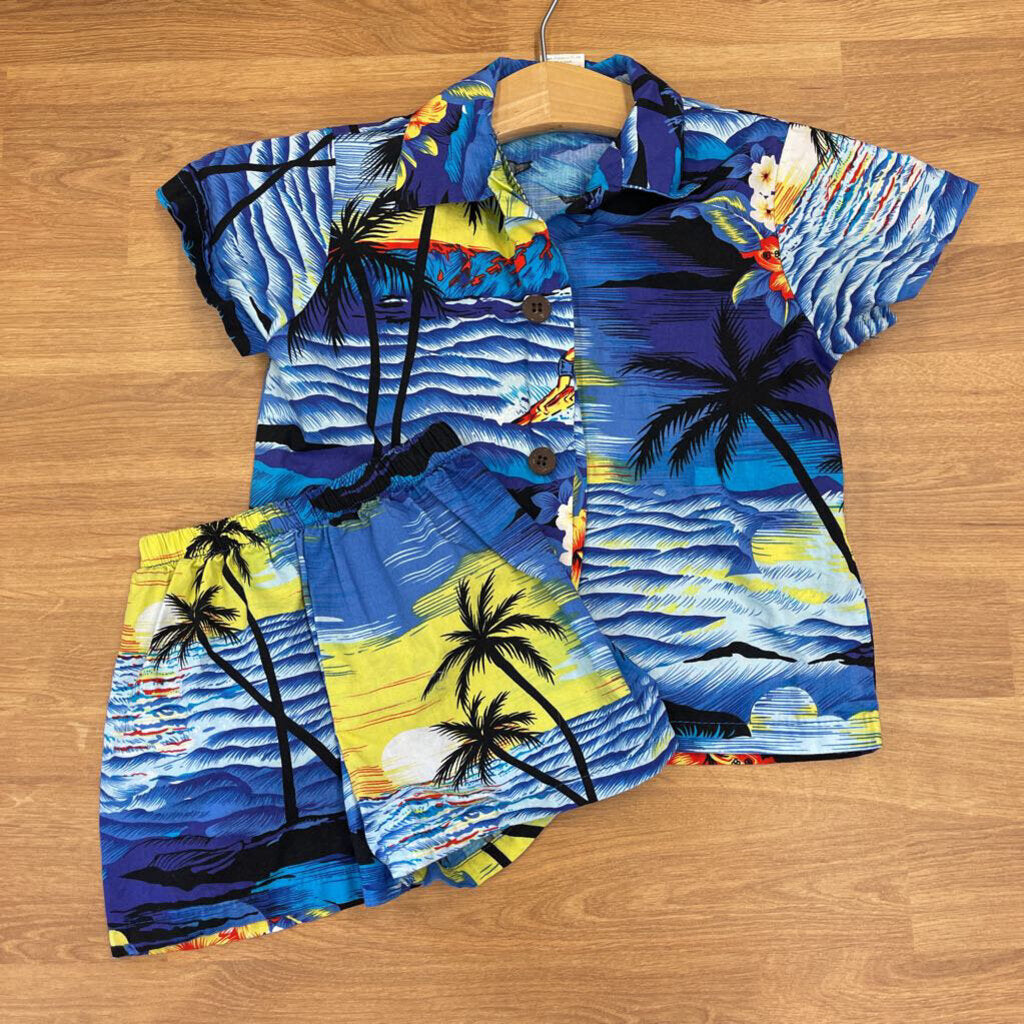 Palmwave Hawaii SS Button Up & Short Set 2T