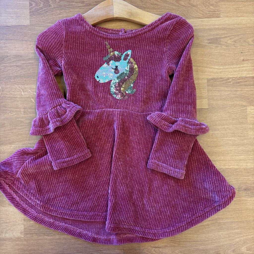 Young Hearts Unicorn Chenille LS Dress 24m