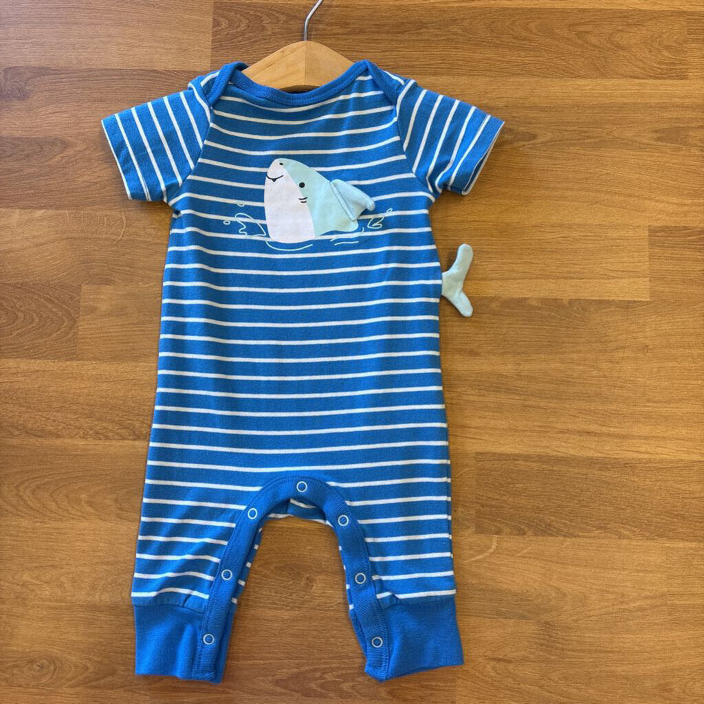 Carters Shark Stripe Romper 0/3m