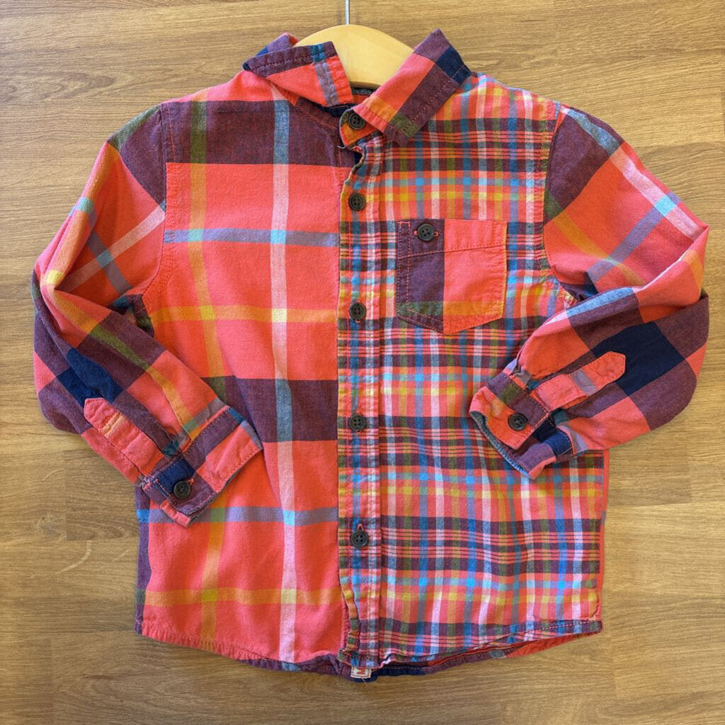 Cat & Jack Plaid LS Button Up - 3T