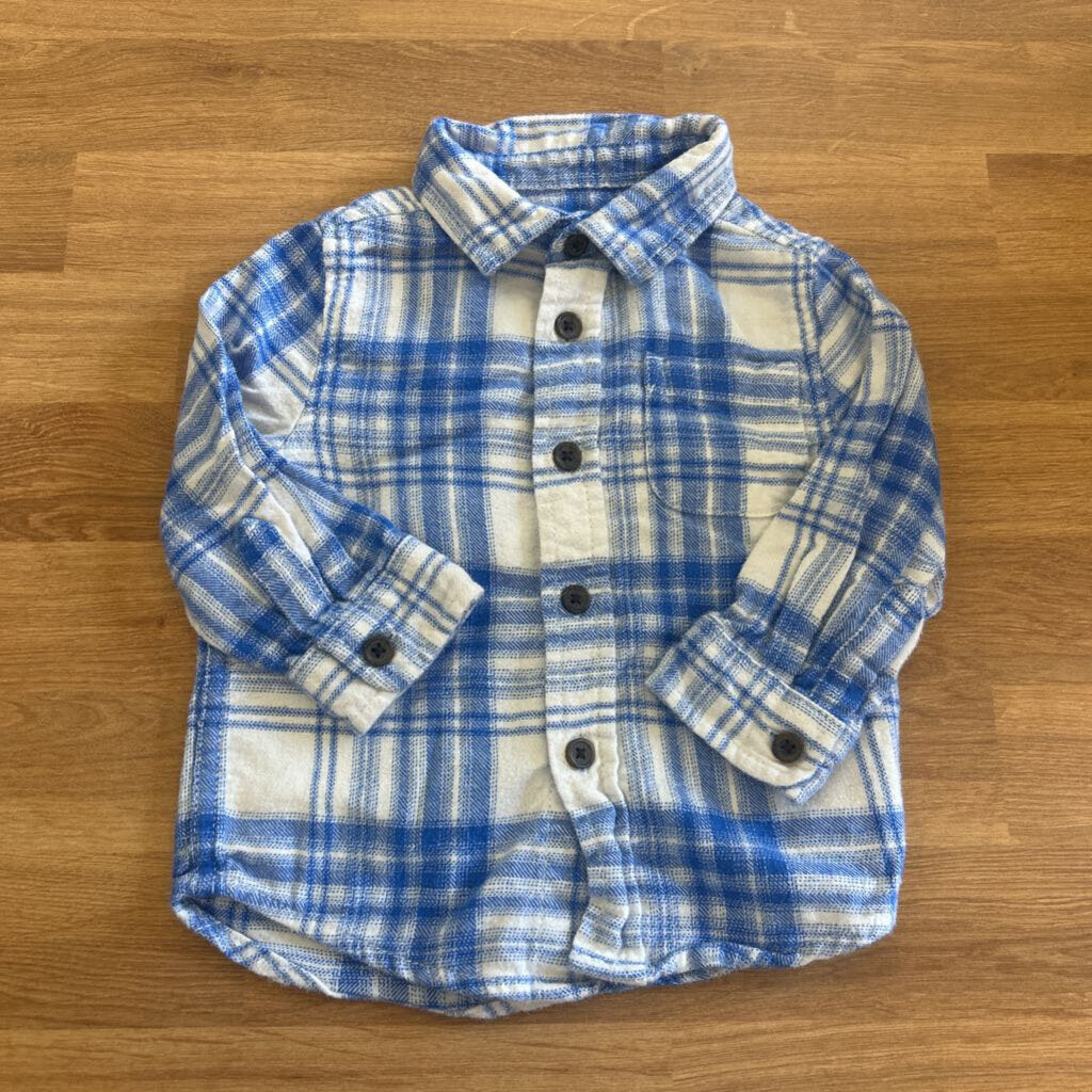 Cat & Jack Plaid Flannel LS Button Up - 12m
