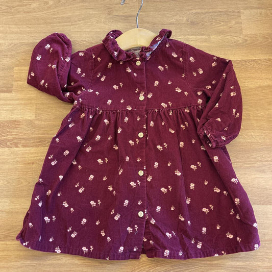 H&M Floral Corduroy LS Dress - 12m