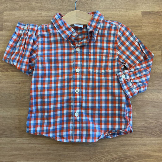 Gymboree Plaid LS Button Up - 12/18m
