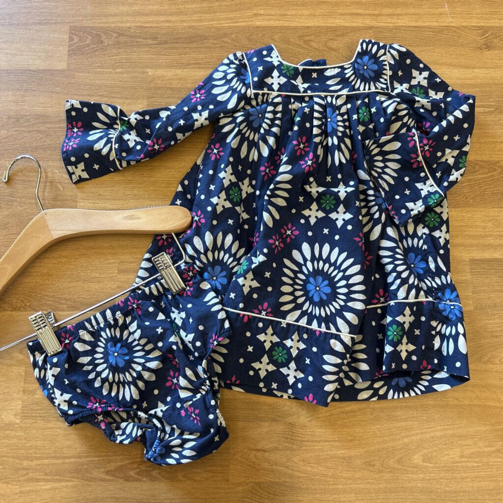 Baby Gap Floral LS Bell Sleeve Dress w/ Bloomers - 12/18m
