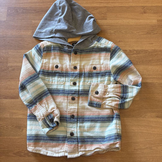 Osh Kosh Stripe LS Button Up Hoodie - 4T