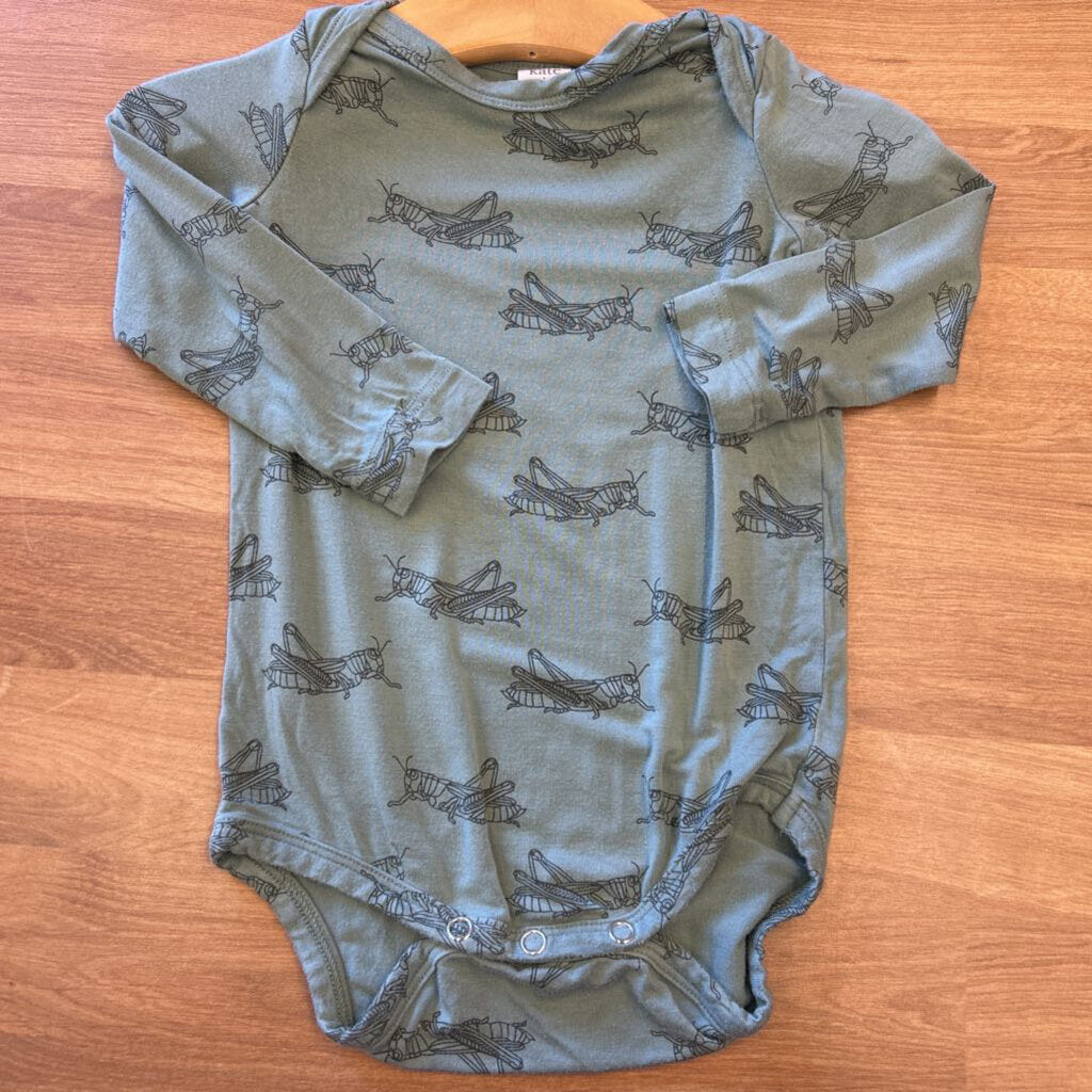 Kate Quinn Bamboo Grasshopper LS Onesie (worn) - 3/6m