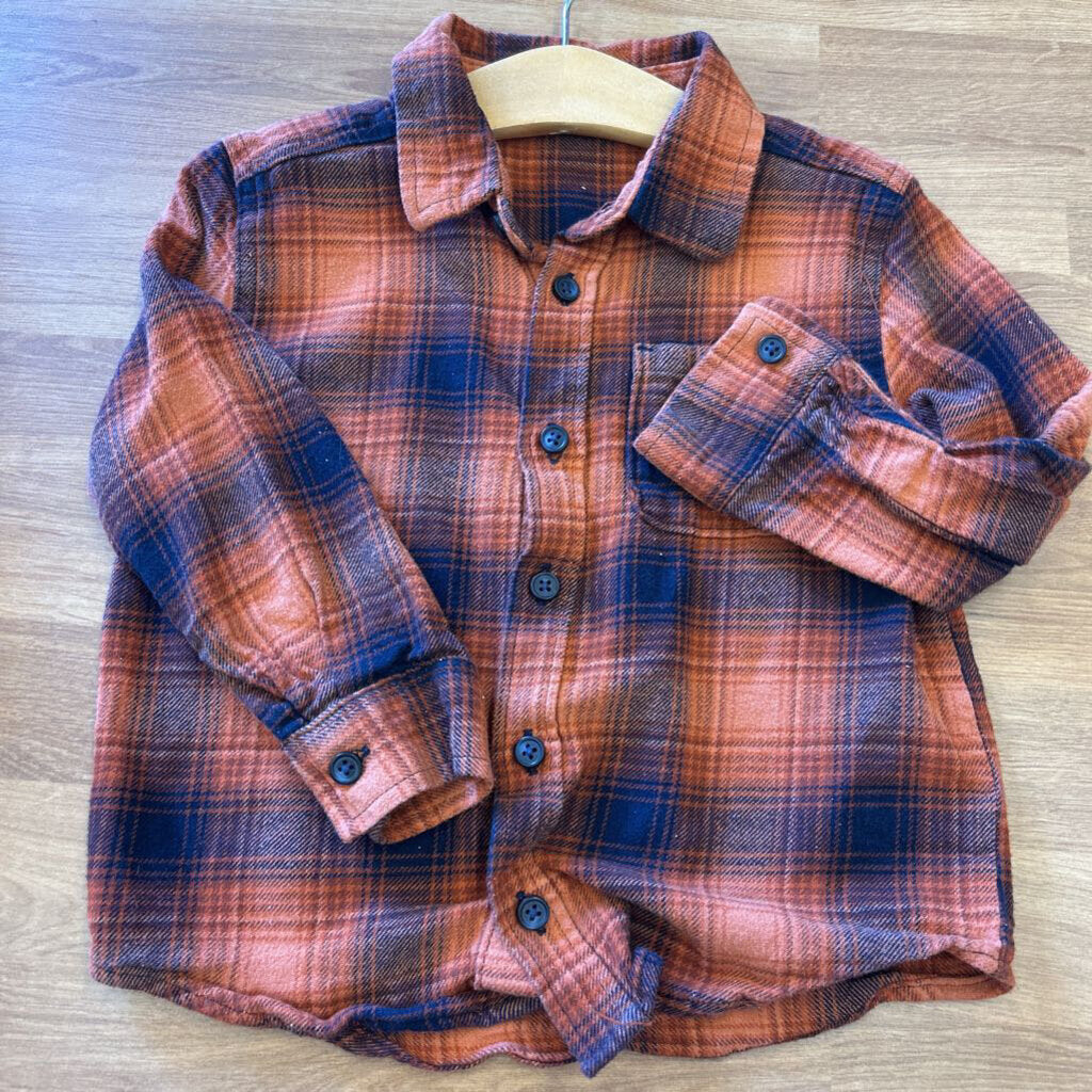 Old Navy Plaid Flannel LS Button Up -4T
