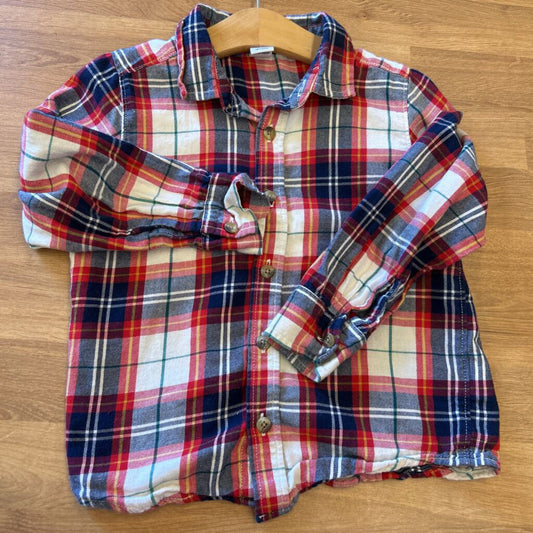 Old Navy Plaid Flannel LS Button Up -4T