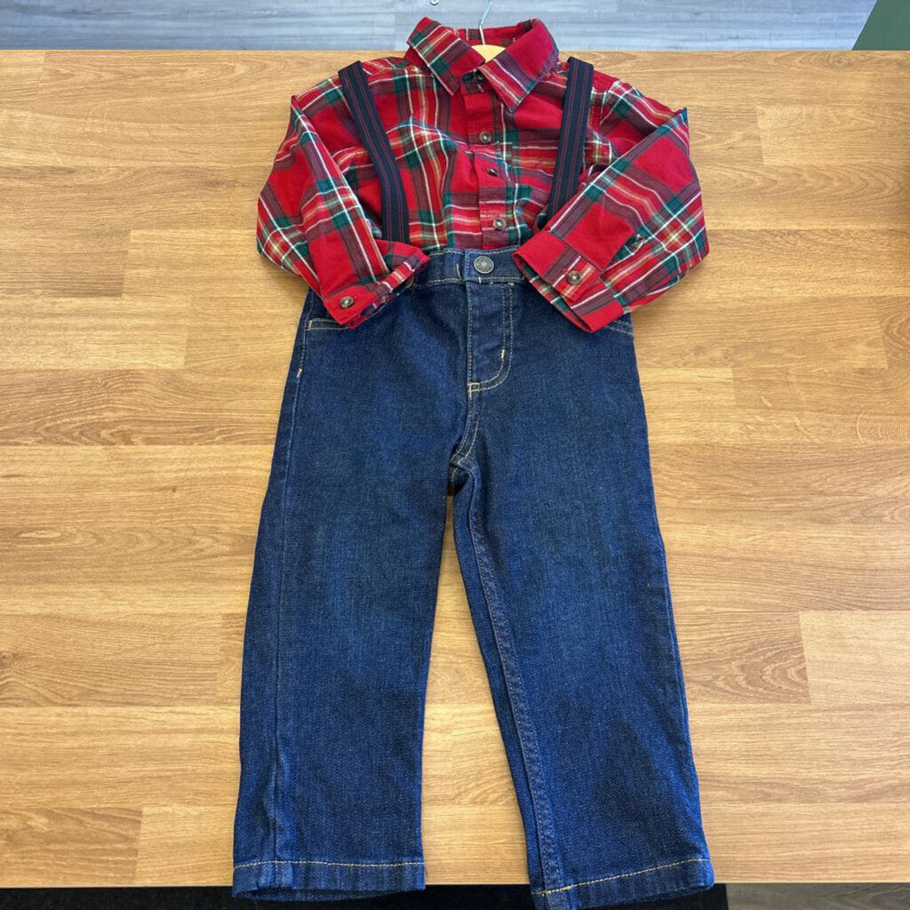 Carter's LS Plaid Button Up Two Piece Set - 18m