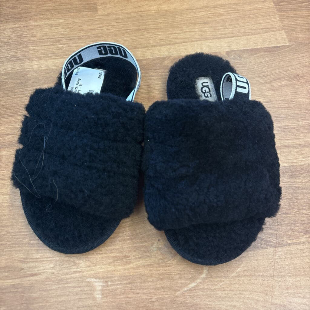 Ugg Black Furry Slippers - 10