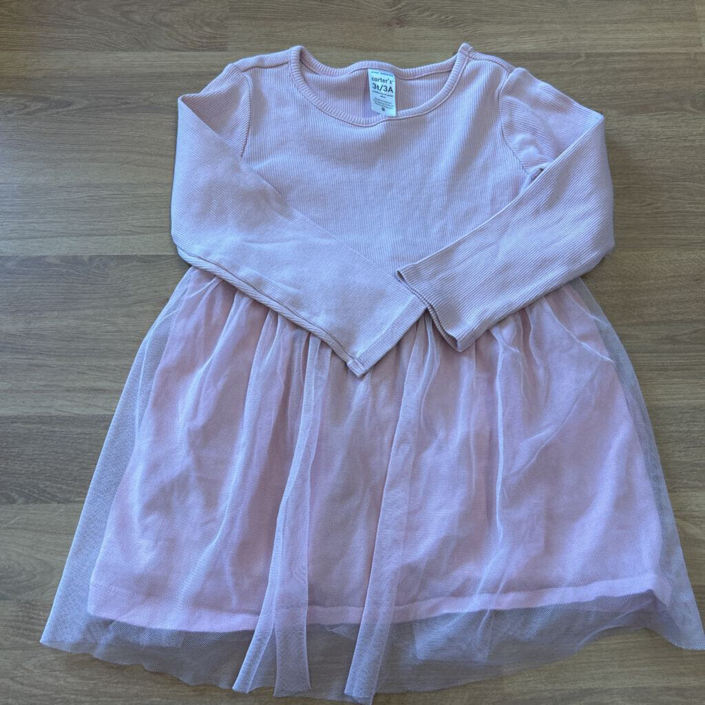 Carter's Ribbed-Tulle LS Dress 3T