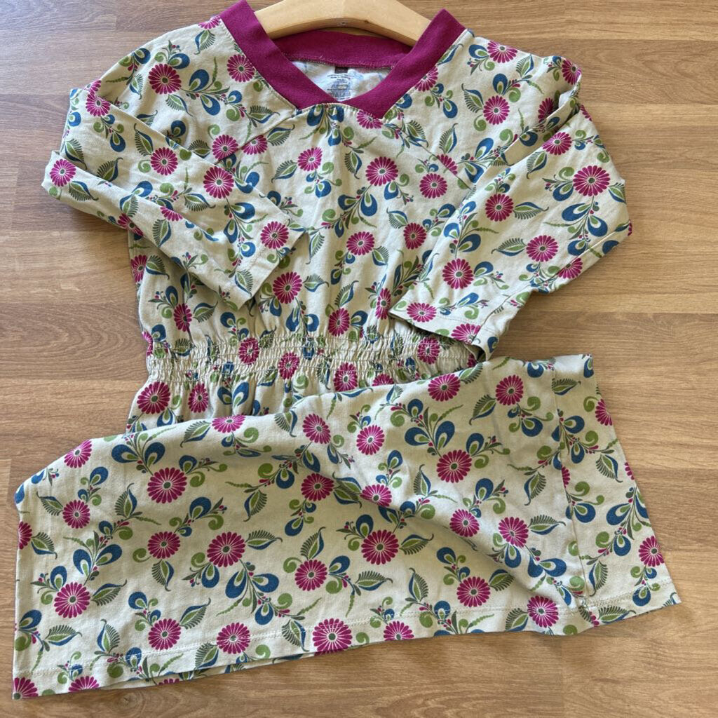 Tea Flower Cinch Waist LS Dress 8