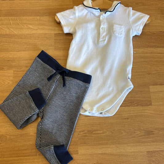 Janie & Jack SS Polo / Knit Pants Set - 3/6m