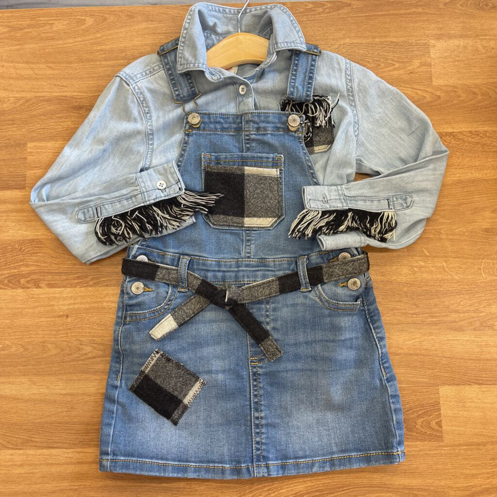 NWT The Red Bird Denim Overall Skirt Set - 4T