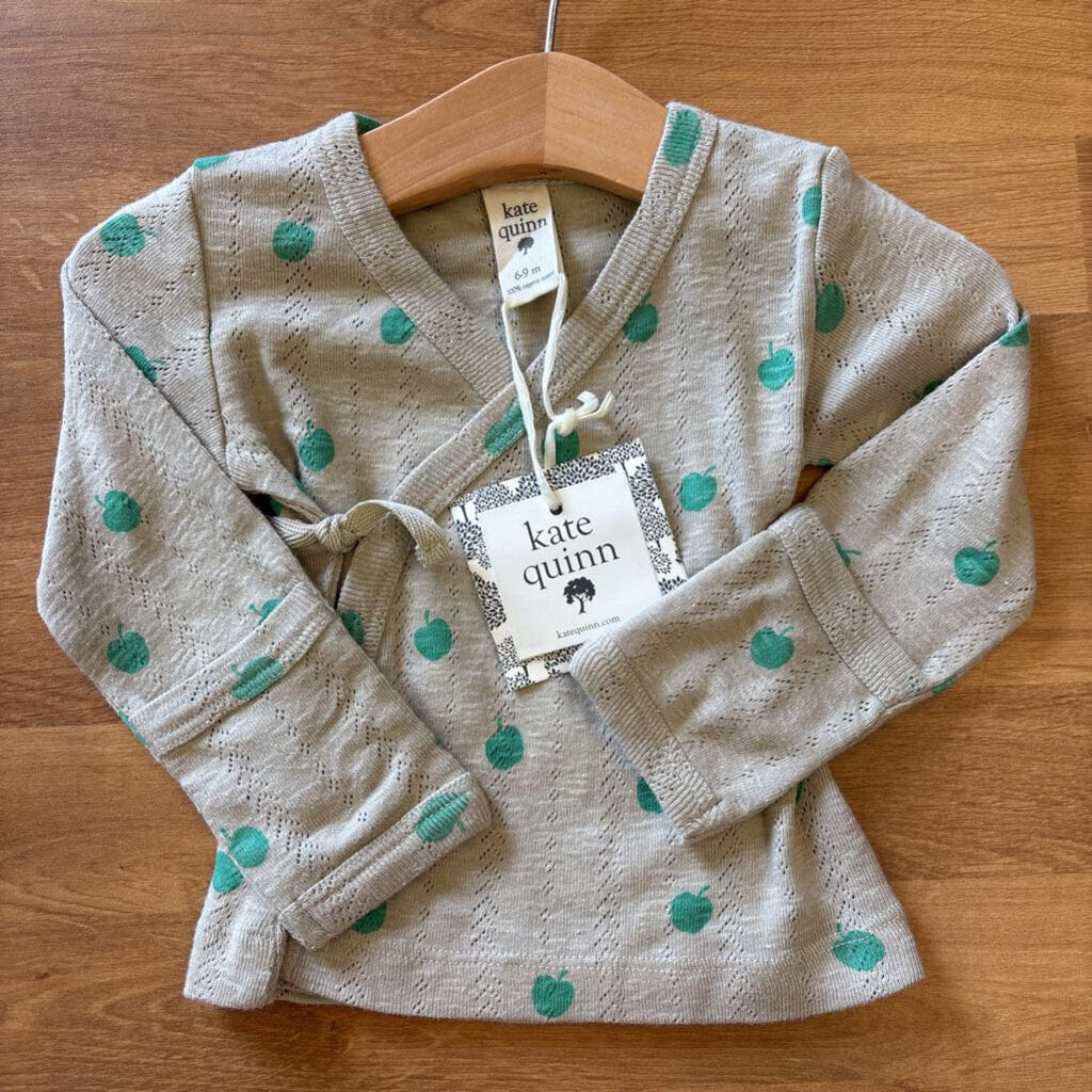 NWT Kate Quinn Apple LS Wrap Top - 6/9m