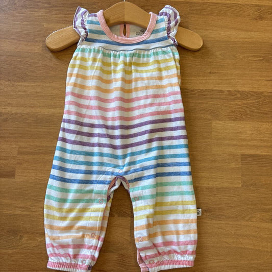 Honest Stripe SS Romper (small marks on front) - NB