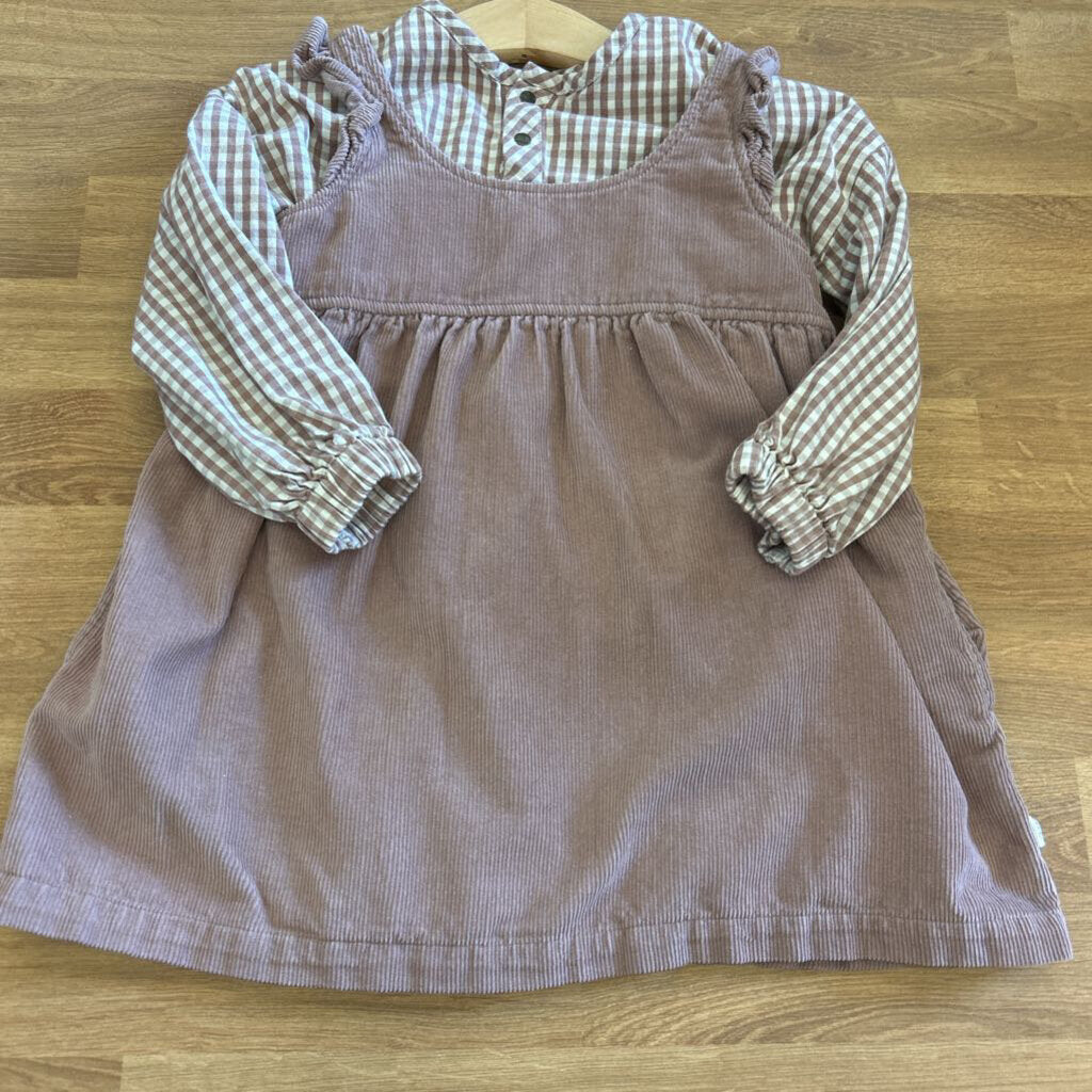 Pehr Gingham LS Top / Corduroy Tank Dress - 3T