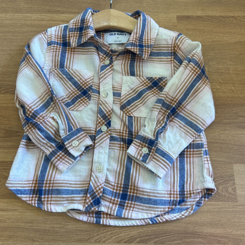 Old Navy Plaid LS Button Up - 2T