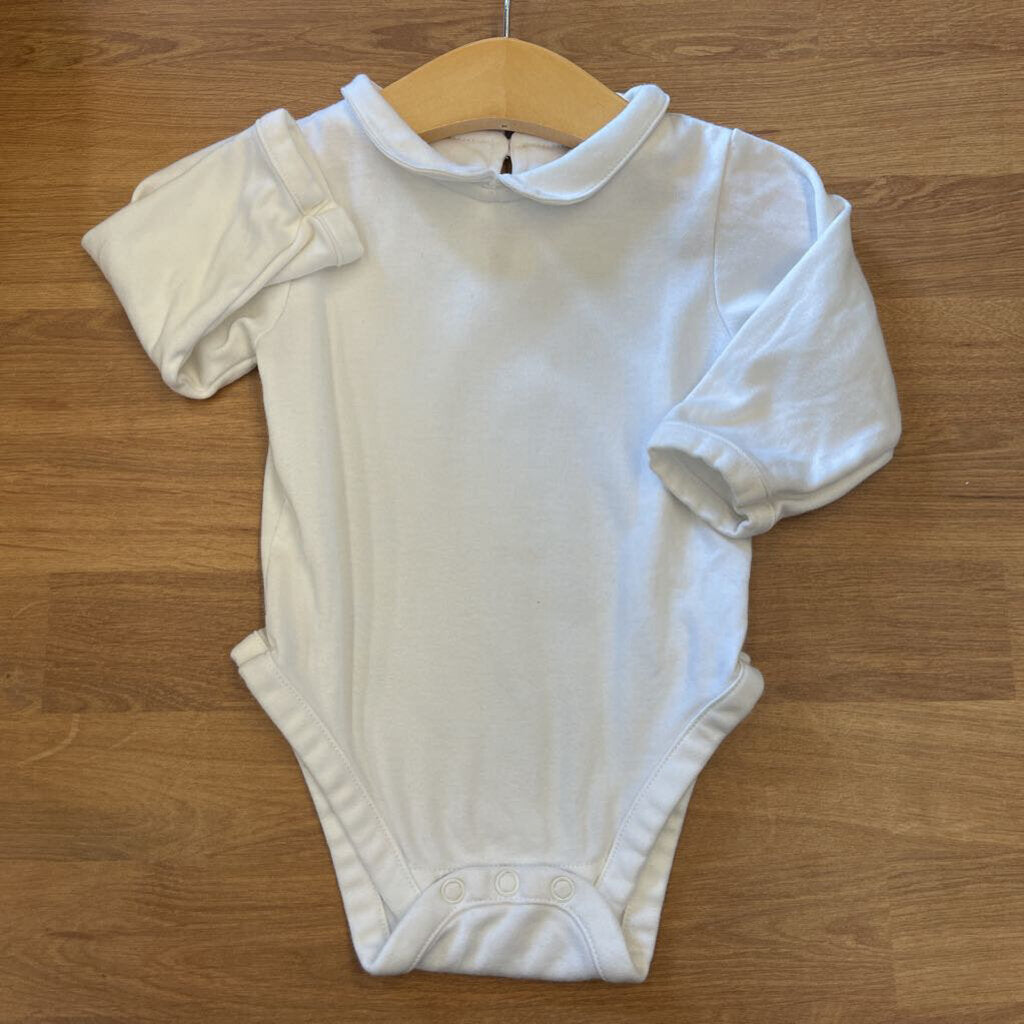 Hanna Andersson Collar LS Onesie 6/12m (small mark)