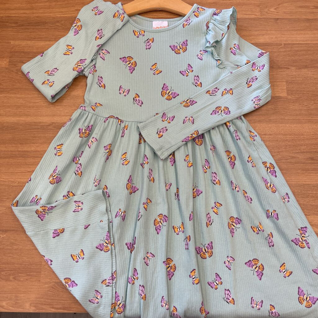 Jumping Beans Butterfly Striped LS Dress - 8