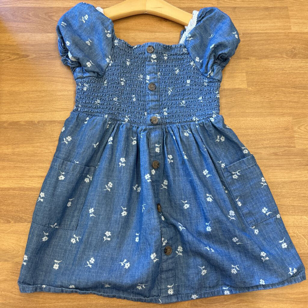 Cat & Jack Floral Chambray SS Dress - 4T