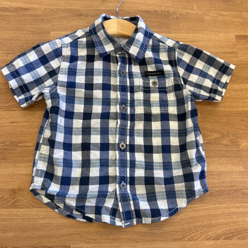 Calvin Klein Plaid SS Button Up - 2T