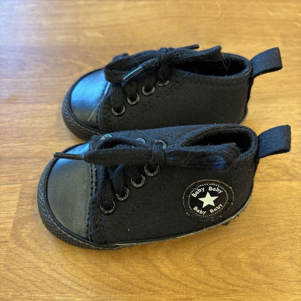 Black Lace Up Crib Shoes - Infant