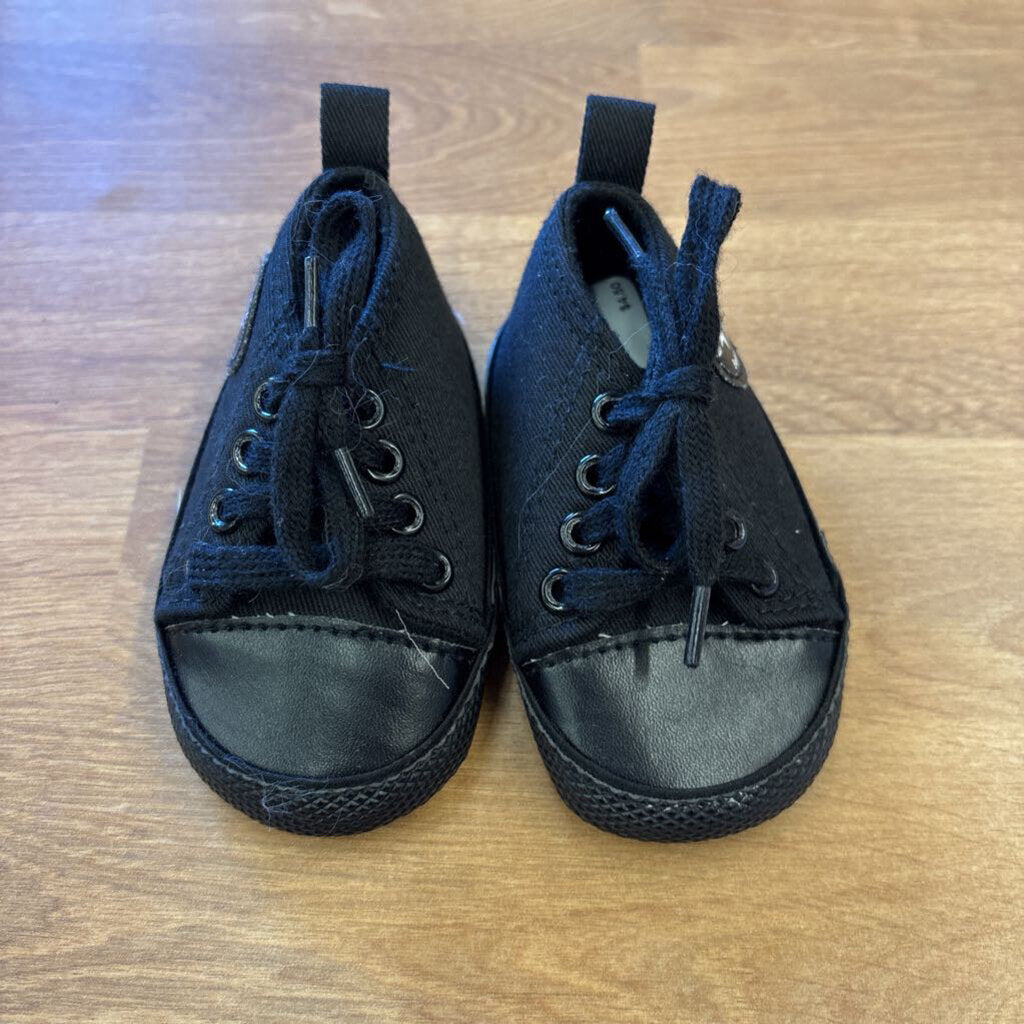 Black Lace Up Crib Shoes - Infant