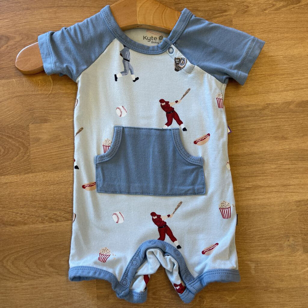 Kyte Baby Bamboo Baseball Shortie Romper - 0/3m