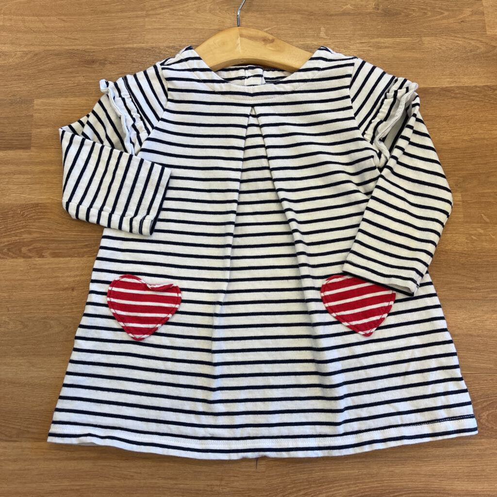Baby Gap Stripe Heart LS Dress - 18/24m