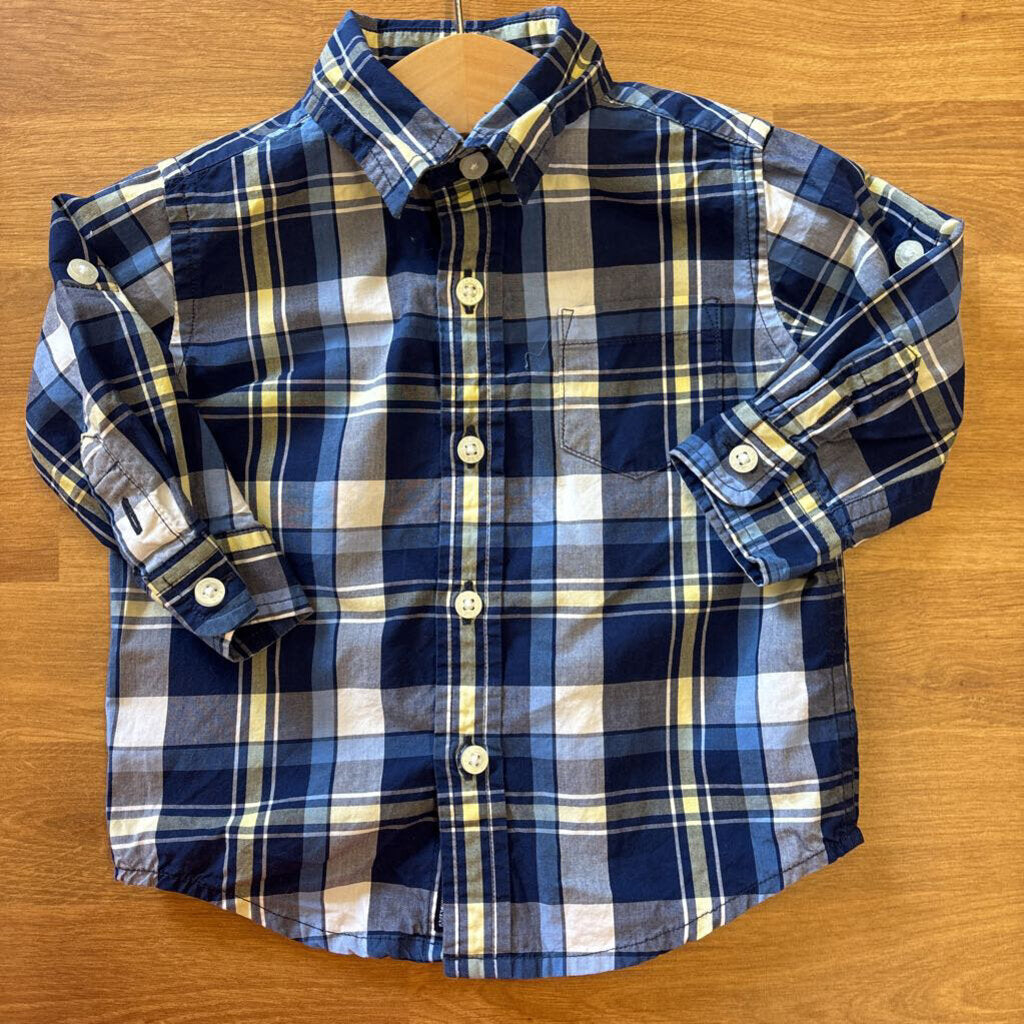Janie & Jack Plaid LS Button Up - 3/6m
