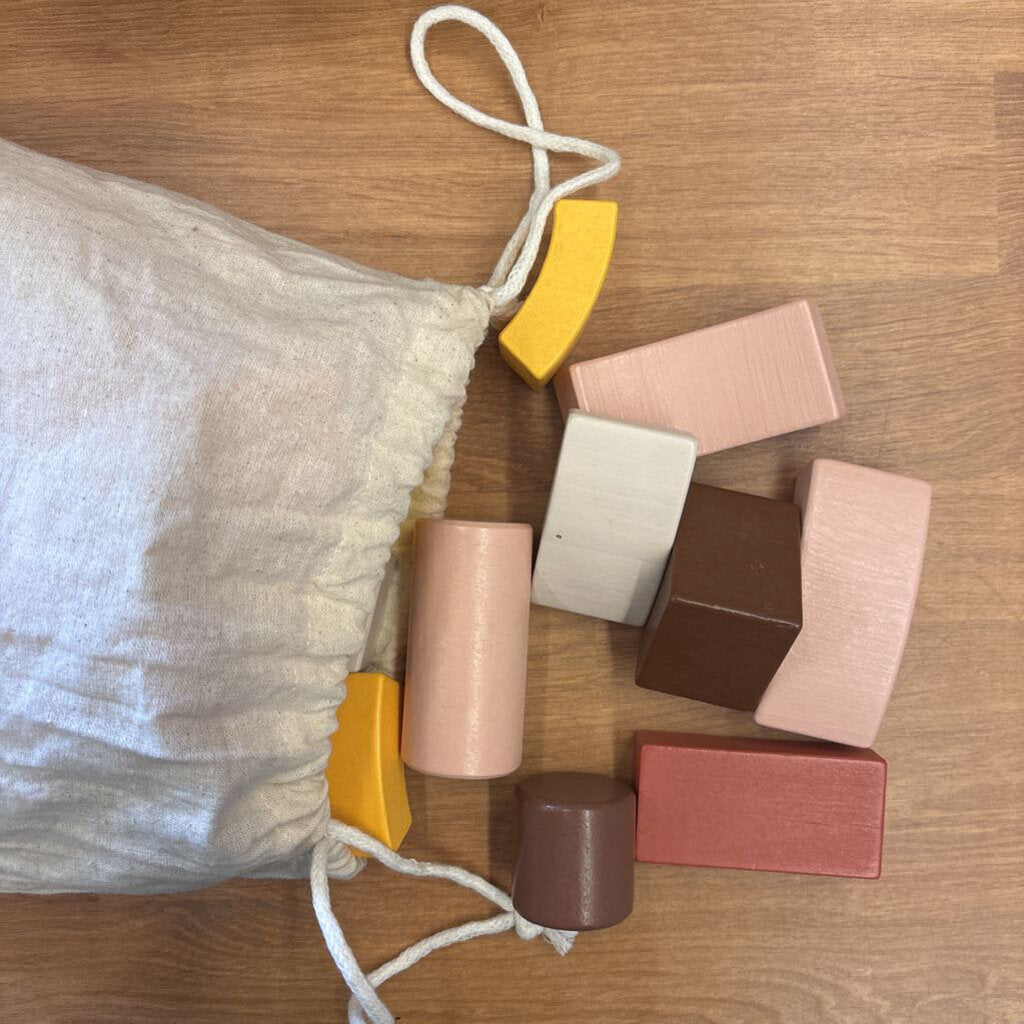 Tiny Land Pastel Wood Building Blocks w/ Bag