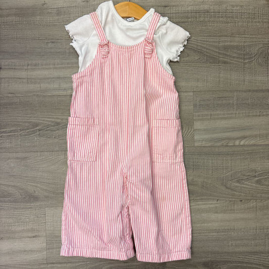Old Navy Stripe Overall / SS Tee Set - 18/24m