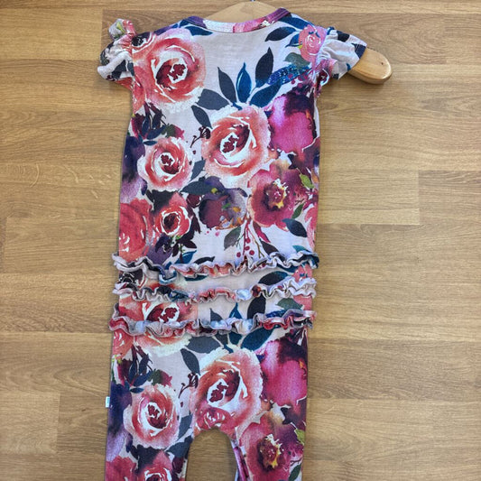 Posh Peanut Bamboo Floral SS Romper - 12/18m