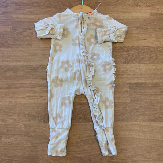 Harp Angel Bamboo Floral Zip Ruffle Sleeper - NB