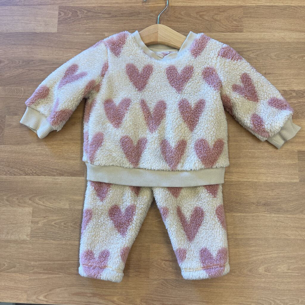 Hanna Andersson Fuzzy Heart Two Pc Set - 3/6m