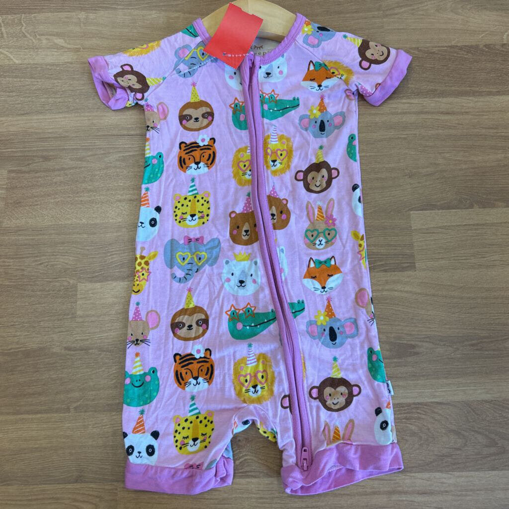 Little Sleepies Bamboo Party Animal Short Zip Sleeper - 12/18m