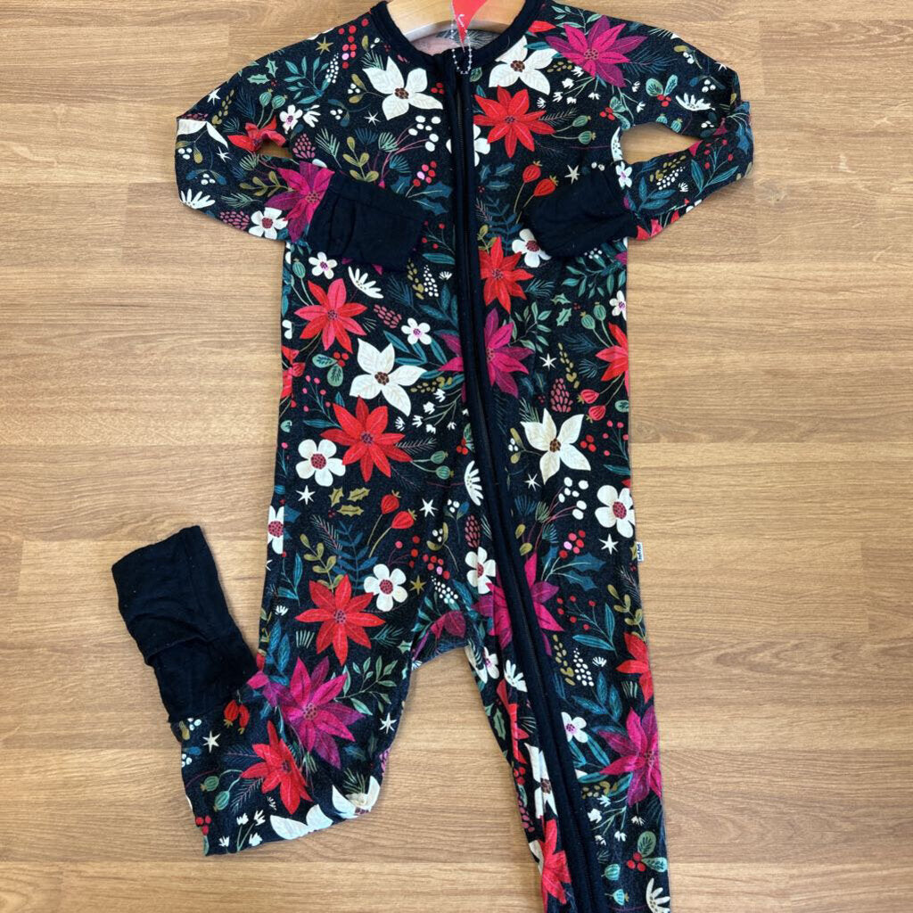 Little Sleepies Bamboo Holiday Floral Zip Sleeper (wash wear) - 12/18m