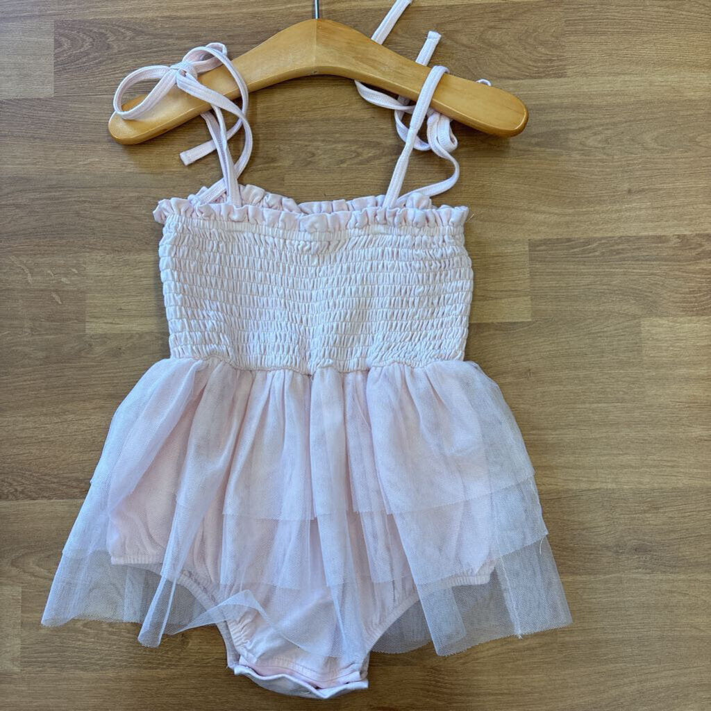 Caden Lane Bamboo Tulle Smocked Tank Onesie - 18/24m