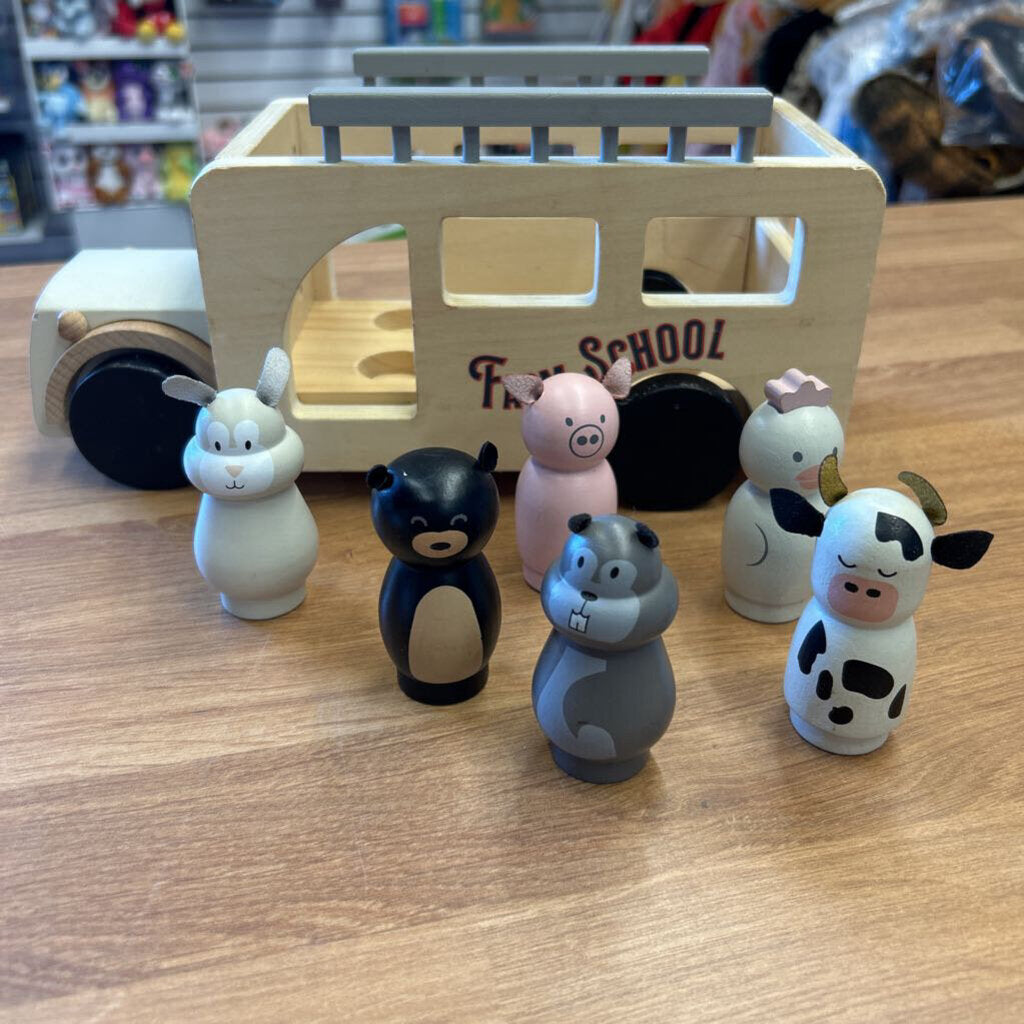 Hearth & Hand Farm School Wooden Bus w/ Figures