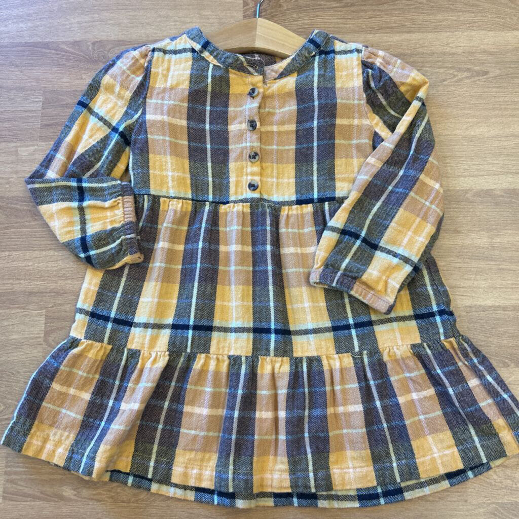 Dip Plaid LS Dress - 3T